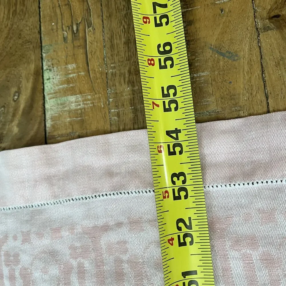 Vintage Linen Tablecloth Light Pink Persian Style Reversible 54